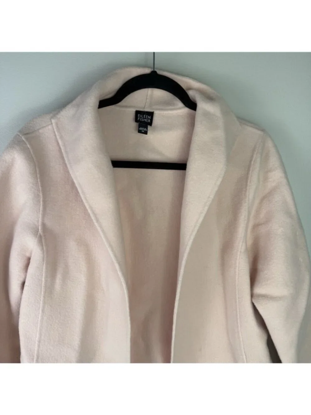 Eileen Fisher Wool Cashmere Open Front Jacket Womens M Blush Pink Blazer